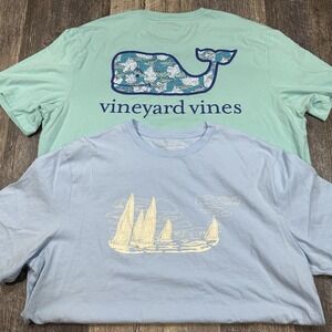 2 Vineyard Vines Men's XL T-Shirt Bundle Whale Graphic Pocket Tee Sailboat Crew